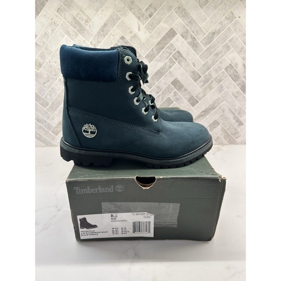 Timberland Waterville 6 In Waterproof Boots Nubuck Emerald Green Suede 8.5 - Picture 1 of 7